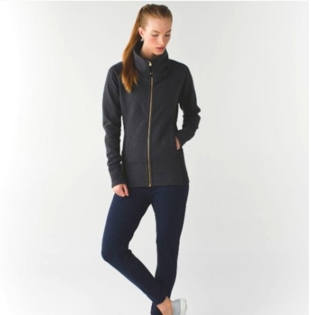 lululemon athletica Charcoal Zip-Up Hoodie with Gold Zipper